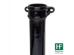 65mm (2.5") Hargreaves Foundry Cast Iron Round Downpipe with Ears - Double Socket - 1.83m (6ft)  - Pre-Painted Black