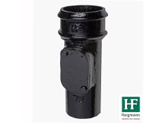 65mm (2.5") Hargreaves Foundry Cast Iron Round Downpipe Access Pipe without Ears - Oval Door - Pre-Painted Black