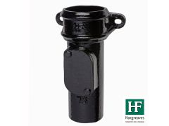 65mm (2.5") Hargreaves Foundry Cast Iron Round Downpipe Access Pipe with Ears - Oval Door - Pre-Painted Black