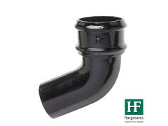 65mm (2.5") Hargreaves Foundry Cast Iron Round Downpipe 112.5 degree Bend without Ears - Pre-Painted Black