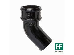 65mm (2.5") Hargreaves Foundry Cast Iron Round Downpipe 135 degree Bend without Ears - Pre-Painted Black
