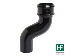 65mm (2.5") Hargreaves Foundry Cast Iron Round Downpipe Offset 115mm (4.5") Projection - Pre-Painted Black