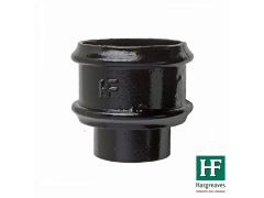 65mm (2.5") Hargreaves Foundry Cast Iron Round Downpipe Loose Socket with spigot and without Ears - Pre-Painted Black