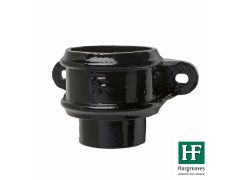 65mm (2.5") Hargreaves Foundry Cast Iron Round Downpipe Loose Socket with spigot and Ears - Pre-Painted Black