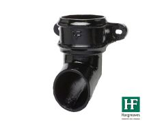 65mm (2.5") Hargreaves Foundry Cast Iron Round Downpipe Shoe with Ears - Pre-Painted Black
