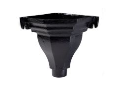 H1 Hargreaves Foundry Cast Iron Corner Hopper - 100mm outlet - 335x230x240mm - Pre-painted Black