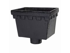 H460 Hargreaves Foundry Cast Iron Rectangular Castellated Hopper - 75mm outlet - 255x178x178mm - Pre-painted Black