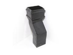 75x75mm (3"x3") Hargreaves Foundry Cast Iron Square Downpipe 135 Degree Plinth Offset - 75mm Projection - Pre-painted Black