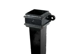75x75mm (3"x3") Hargreaves Foundry Cast Iron Square Downpipe with Ears - 1.83m (6ft) - Pre-painted Black