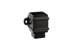 75x75mm (3"x3") Hargreaves Foundry Cast Iron Square Downpipe Loose Socket with Spigot - with Ears - Pre-painted Black