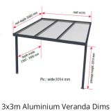 3x3m Anthracite Aluminium Veranda Dims