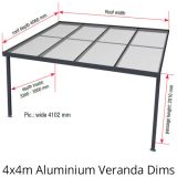4x3m Aluminium Veranda Dims