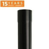 80mm Black Coated Galvanised Steel Downpipe 3m Length - 15 years Product Warranty