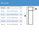76mm Swaged Aluminium Square Downpipe x 2M PPC  specification table