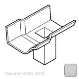 75x75m (3x3") square outlet Cast Aluminium Victorian Ogee 115mm (4.5") Gutter Running Outlet - Single Spigot/Socket - Textured 9016 White