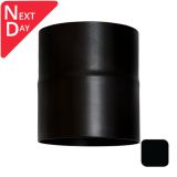 100mm (4") Swaged Round Aluminium Downpipe to 110mm Soil Pipe Adaptor - RAL 9005M Matt Black - from Rainclear Systems