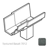 75x75 (3x3") square outlet Cast Aluminium 125x100mm (5x4") Moulded Gutter Running Outlet - Single Spigot - Textured 7012 Basalt