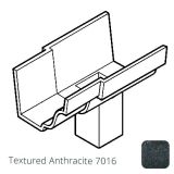 100x75mm (4x3") rectangular outlet Cast Aluminium 125x100mm (5x4") Moulded Gutter Running Outlet - Single Spigot - Textured 7016 Anthracite