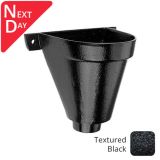 200mm Cast Aluminium Flat Back Hopper Head - 100mm outlet - Textured Black - next day delivery