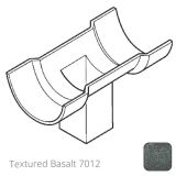 75x75 (3x3") square outlet Cast Aluminium Half Round 115mm (4.5") Gutter Running Outlet - Double Socket - Textured 7012 Basalt
