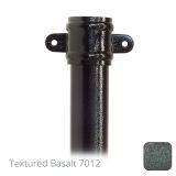 63mm (2.5") x 2m Aluminium Downpipe with Cast Eared Socket - Textured Basalt Grey RAL 7012 - from Rainclear Systems