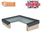 Fixed Flat Glass Rooflight with builder's upstand  - 7016 Anthracite Grey PPC Aluminium Frame