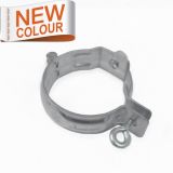 100mm RAL 9007 'Grey Aluminium' Galvanised Steel Downpipe Bracket with M10 Boss - for use with M10 Screw (not included)