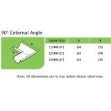 90 Degree External Angle Dims Table