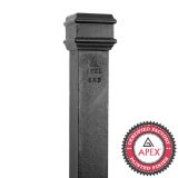0.9m (3ft) Cast Iron 100 x 75mm (4"x3") Square Downpipe without Ears - Black