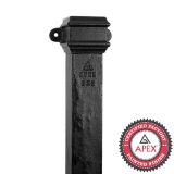 1.83m (6ft) Cast Iron 100 x 75mm (4"x3") Square Downpipe with Ears - Black