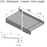 0-200mm Girth (Cill Depth + All Bends) Skyline Aluminium Windowsill - 3 Bend - 3mtr Length - One of 26 Standard RAL Colours TBC