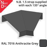 422mm  Aluminium Sloping Coping (Suitable for 331-360mm Wall) - External 135 Degree Angle - RAL 7016 Anthracite Grey