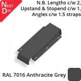422mm  Aluminium Sloping Coping (Suitable for 331-360mm Wall) - Fixing Strap - RAL 7016 Anthracite Grey