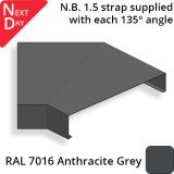 422mm  Aluminium Sloping Coping (Suitable for 331-360mm Wall) - Internal 135 Degree Angle - RAL 7016 Anthracite Grey