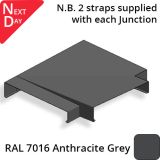 422mm  Aluminium Sloping Coping (Suitable for 331-360mm Wall) - Left-hand T Junction - RAL 7016 Anthracite Grey