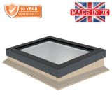R16 Flat glass rectangular rooflight ith timber sloping upstand - no ventilation - 7016 Anthracite Grey sill section and fixing frame