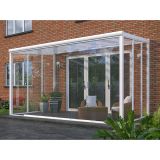 3x3m Rainclear Aluminium Garden Room - White - 2 Posts - 4 Glass Roof-Panels and Sliding doors