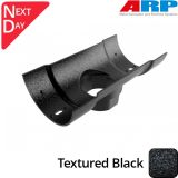 150mm (6")Half Round Cast Aluminium 63mm Gutter Outlet - Textured Black