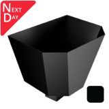 280mm Saturn Hopper Aluminium with Square 76mm outlet PPC -  Matt Black