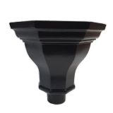 295w x 230h x 233d (mm) Cast Aluminium Ornate Fluted Flat Back Hopper - 76mm outlet - Textured Black