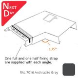 362mm  Aluminium Coping (Suitable for 241-300mm Wall) - 135 Degree Angle - RAL 7016 Anthracite Grey