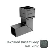 75 x 75mm (3"x3") Cast Aluminium Downpipe 90 Degree Bend without Ears - Textured 7012 Basalt Grey