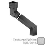 75 x 75mm (3"x3") Cast Aluminium Downpipe Two-part 305mm (max) Adjustable Offset - Textured 9016 White