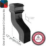 Cast Iron 100 x 75mm (4"x3") Square Downpipe 120 Degree Swan Neck (304mm Offset) - One of 6 CI Standard RAL Colours TBC