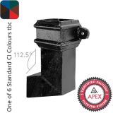 Cast Iron 100 x 75mm (4"x3") Square Downpipe Bend to Left 112.5 Degree with Ears - One of 6 CI Standard RAL Colours TBC
