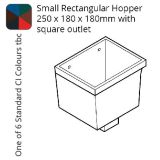 Cast Iron Rectangular Small (250 x 180 x 180mm) Rainwater Hopper Head with 100 x 75mm (4"x3") Square Outlet - One of 6 CI Standard RAL Colours TBC