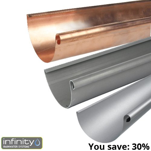 a range of Copper & Zinc gutters, gutter connectors, fascia brackets, outlets, stop ends & angles