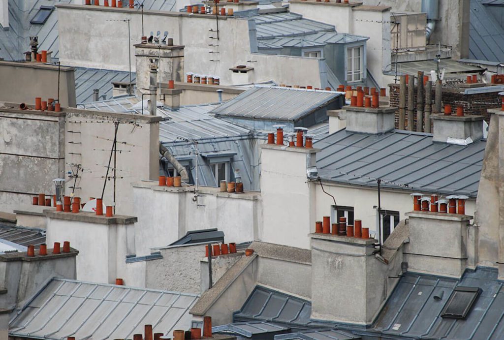 Traditional rooftops of Paris, made of Zinc