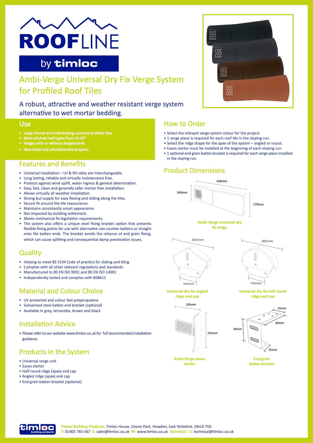 Timloc Building Products Datasheet - Ambi-Verge Universal Dry Fix Verge