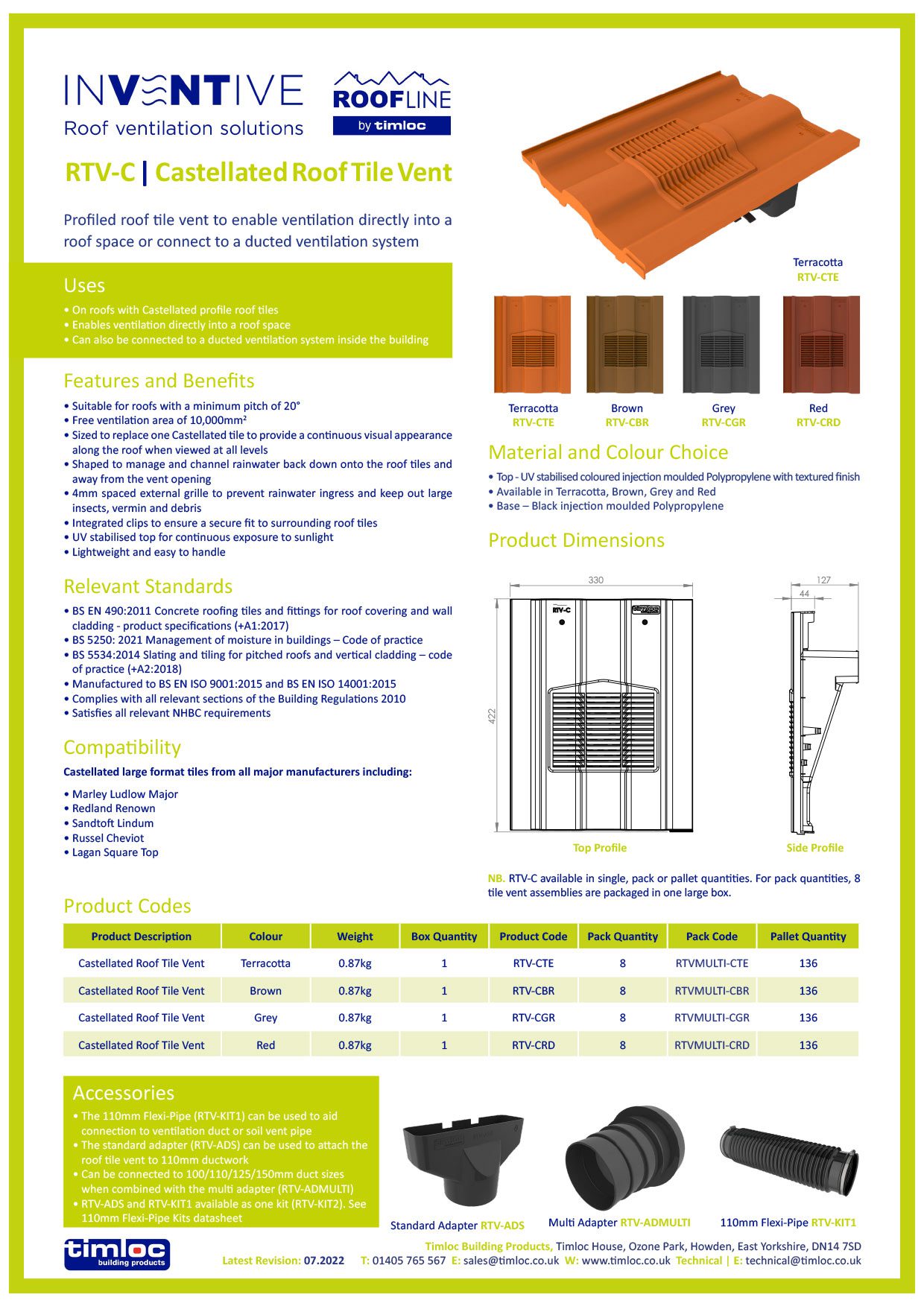 Timloc Building Products Datasheet - Universal Slate Ventilator